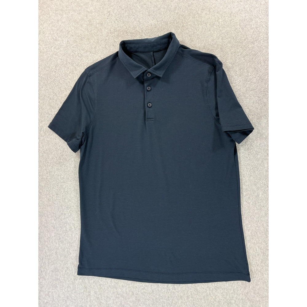 Lululemon Performance Metal Tech Short Sleeve Polo Shirt (Men's Large) Blue
